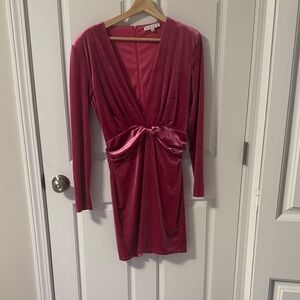 HYFVE Pink Velvet Long Sleeve Dress